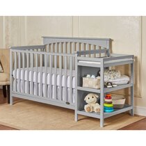 Grey crib with hot sale attached changing table